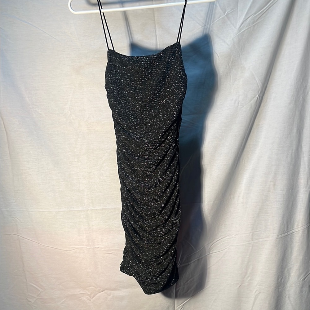 Princess Polly Black Ruched Spaghetti Strap Mini Dress